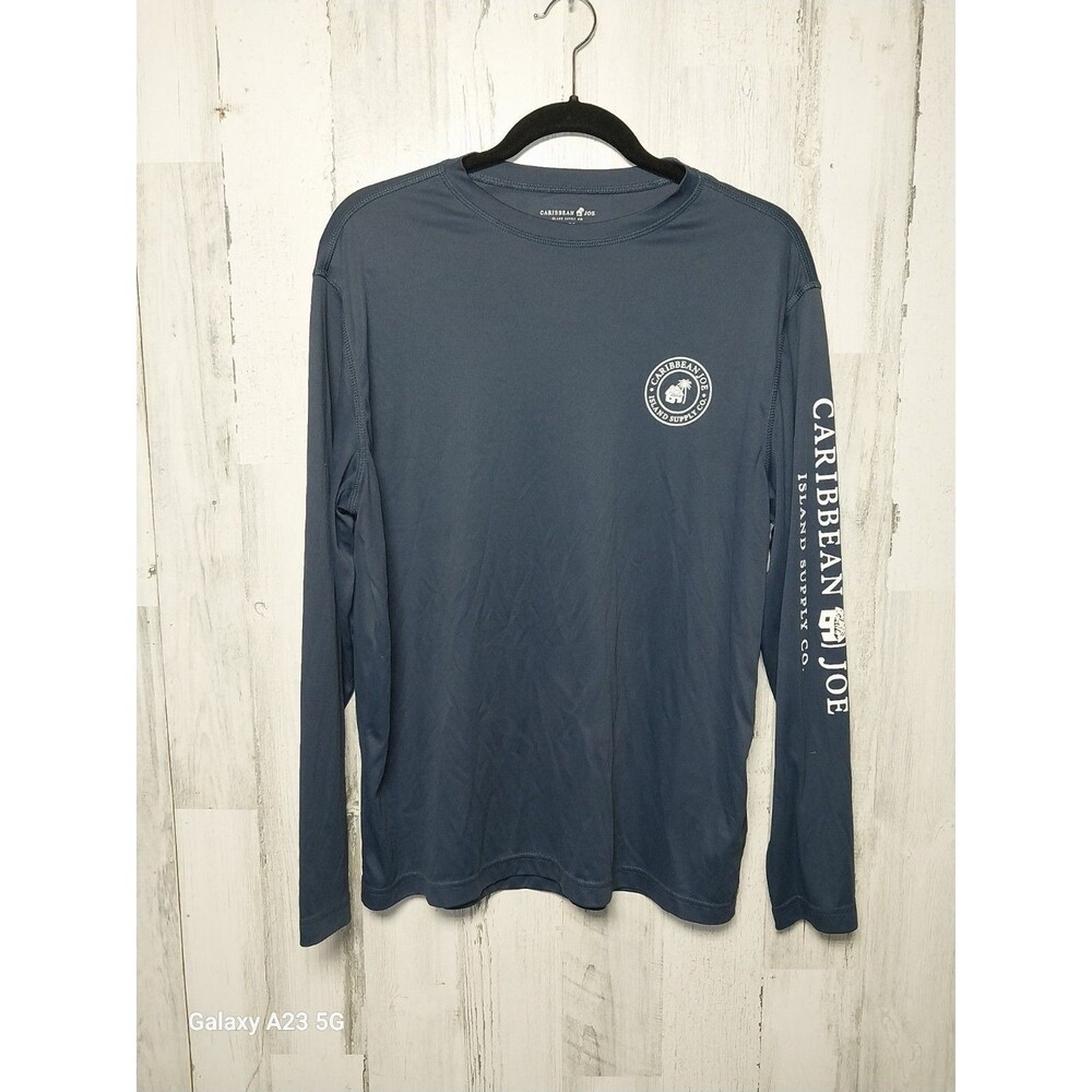 New Caribbean Joe Island Supply Co Mens Medium LS Pullover Polyester Navy Blue